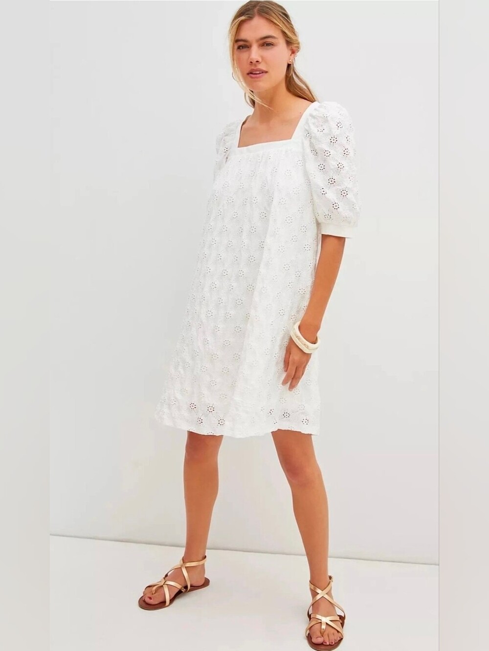 Anthropologie Maeve | White Eyelet Mini Dress Size XS